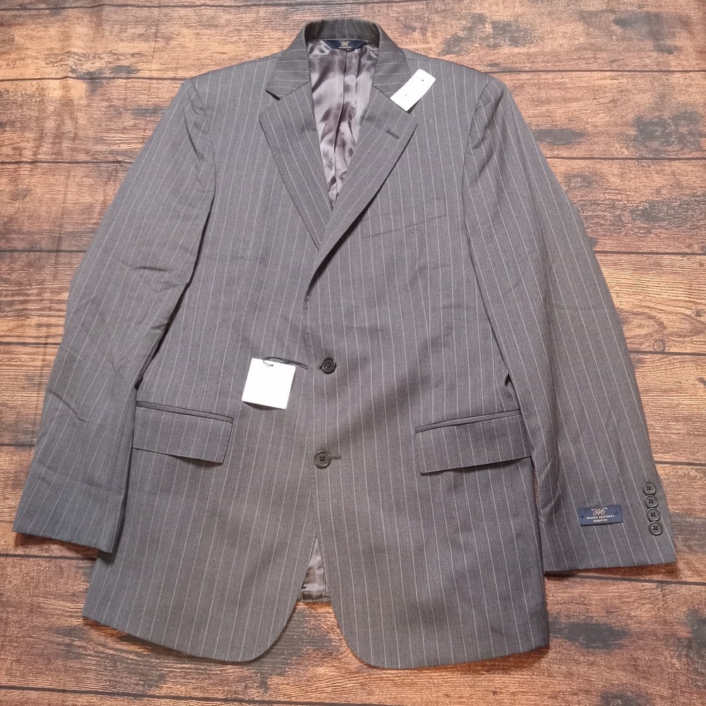 Brooks Brothers 346 Regent‎ Fit 100% Wool Blazer 41L Gray Pinstripe